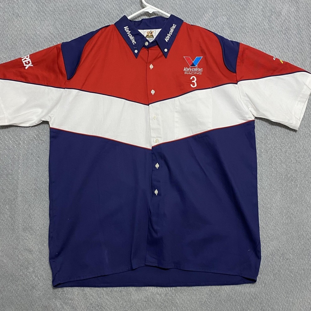 Speed Zone Valvoline Racing Shirt Mens 2XL Red White Blue NASCAR Racing Vintage